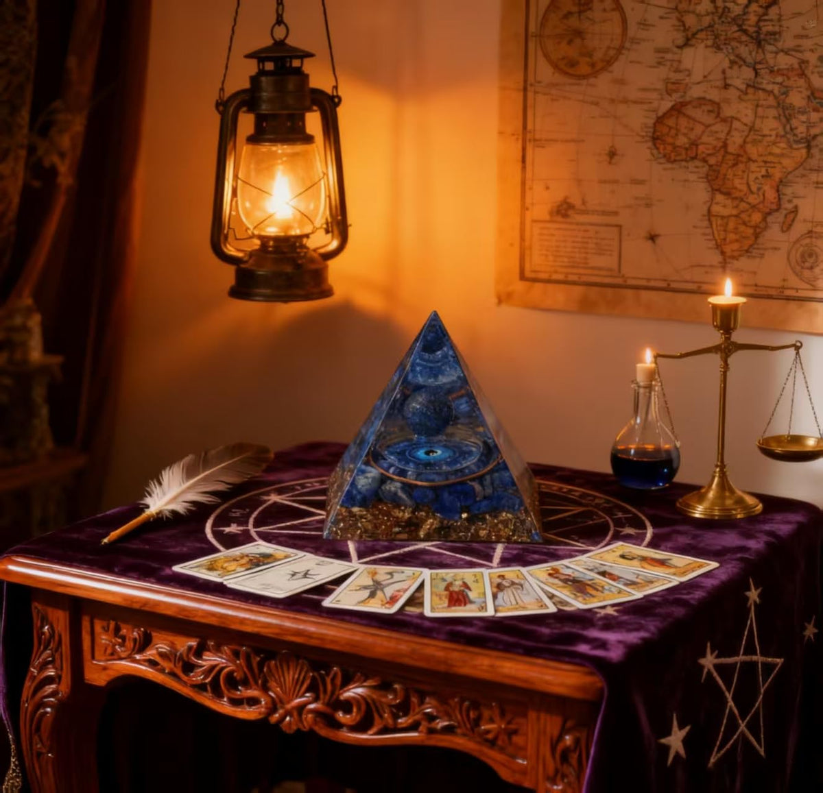 ycyingcheng Moonstone Crystal Orgone Pyramid Ogan Crystal Energy Tower, Nature Reiki Chakra Crushed Stone Jewelry, Crystal Pyramid for Home Decor Lapis Lazuli