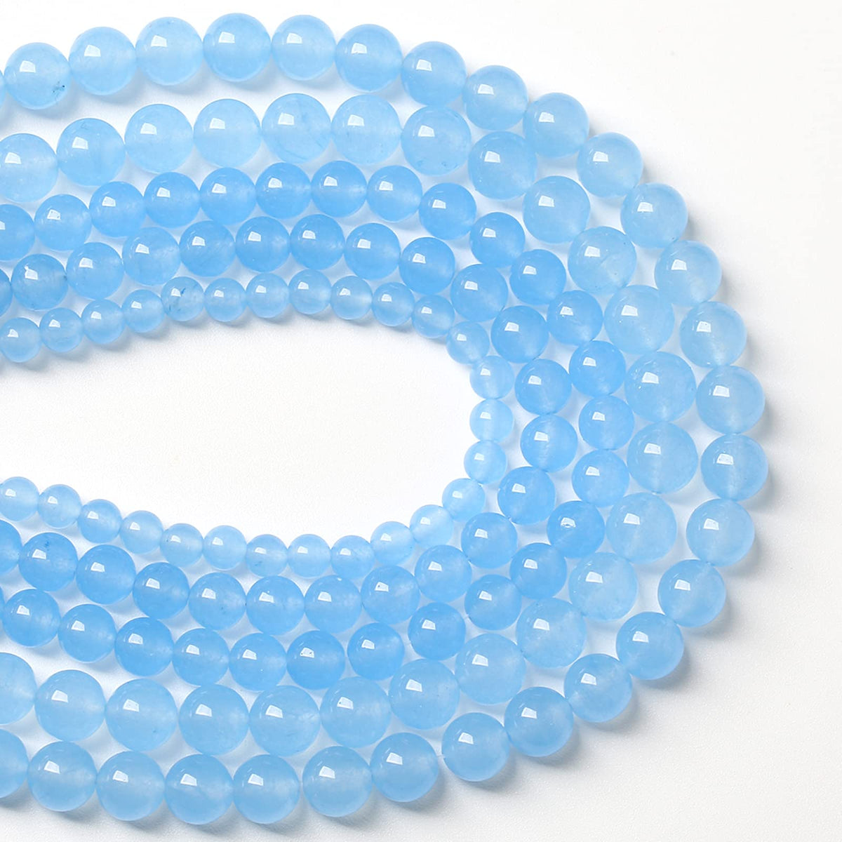 8MM 46PCS Blue Aquamarine Chalcedony Spacer Loose Beads for Jewelry Making DIY Bracelet Necklace