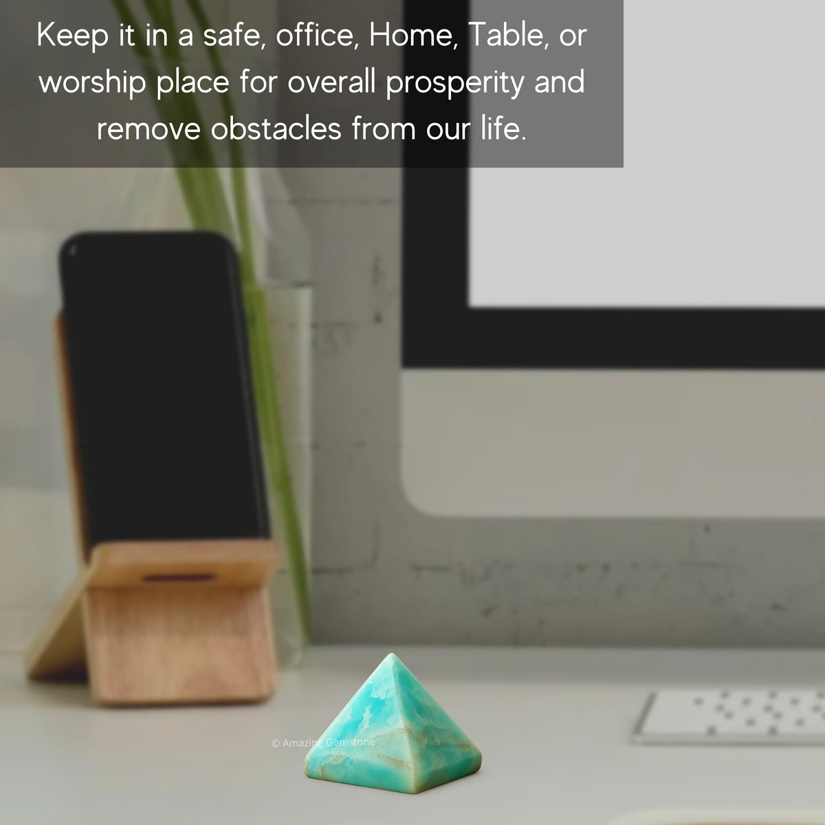 Amazing Gemstone Caribbean Calcite Pyramid Crystal Healing Stones - 1" Great Pyramid Figurine of Natural Stone Pyramid for Meditation, Reiki, Chakra Balancing and Crystal Pyramids Grid