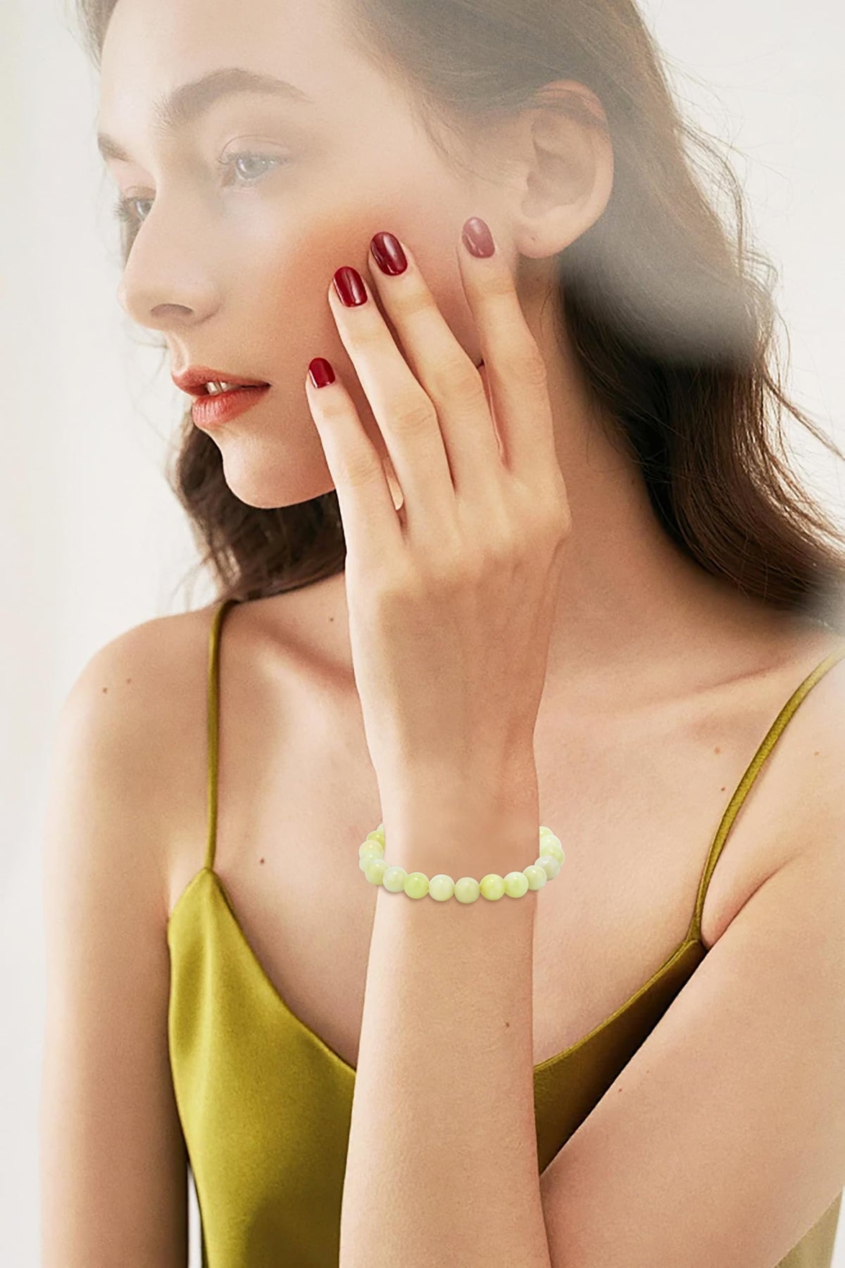 AD Beads 6mm Handmade Lemon Jade Elastic Bracelet – Natural Gemstone for optimism – Meditation, Yoga, Healing and Energy Gift for Men Women