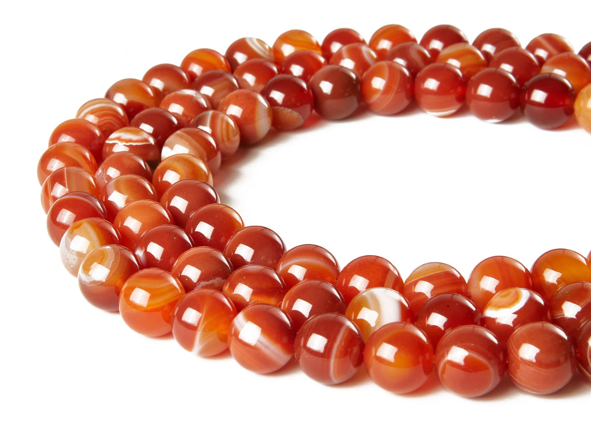 60pcs 6mm Orange Stripe Agate Beads Natural Gemstone Beads Round Loose Beads for Jewelry Making