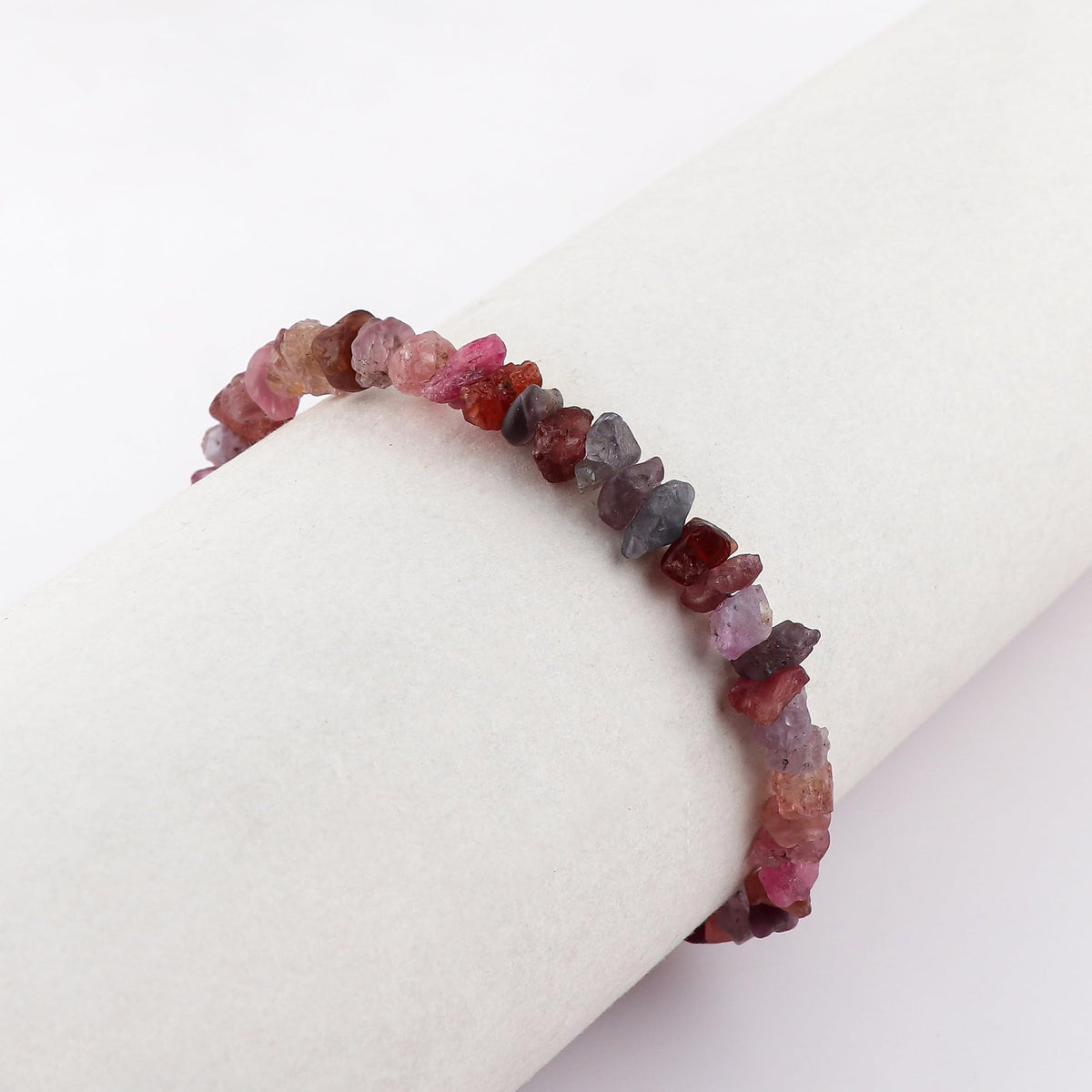 CRYSTALINES AAA Grade Genuine Raw Multi-Color Spinel Gemstone Bracelet, Hand-Crafted Rough Stones, Healing Crystals Jewelry, 14K Gold Plated, August Birthstone, Christmas Gift (Approx.7+1inch)