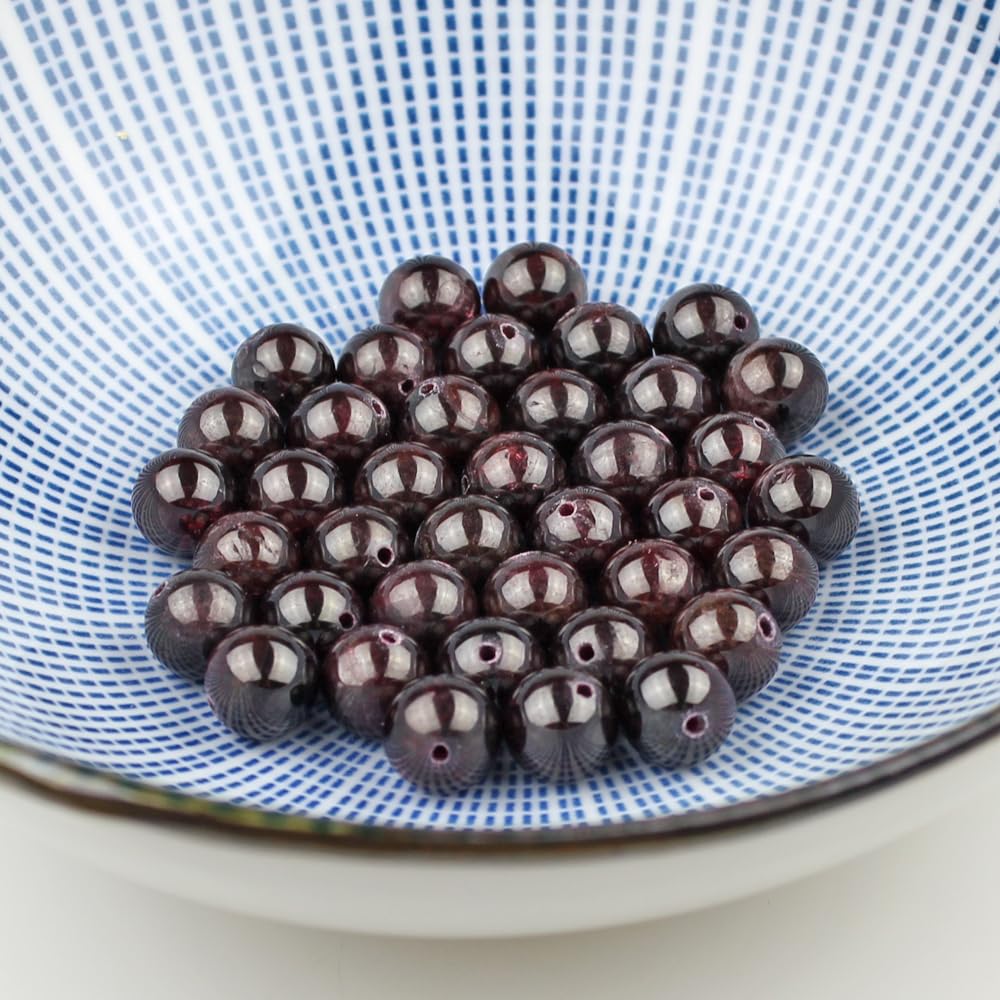 MJDCB Natural Stone Beads Garnet Round Loose Beads for Jewelry Making DIY Bracelet Necklace (8mm)