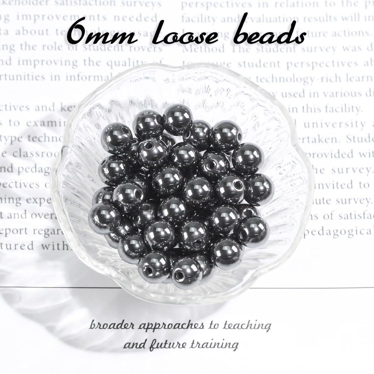 6mm Natural Gemstone Round Hematite Loose Beads for Jewelry Making Bracelets Necklace Earrings Art Craft (60-62pcs/strand)