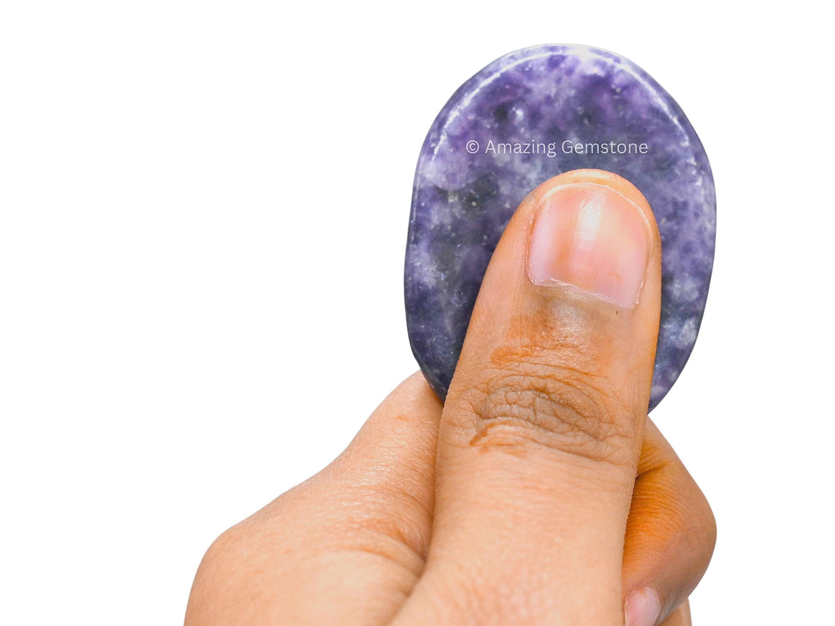 Amazing Gemstone Lepidolite Worry Stone Crystals and Healing Stones - Worry Stones for Stress Relief Gifts - Piedra Crystal Fidget for Meditation, Calming, Relaxation -