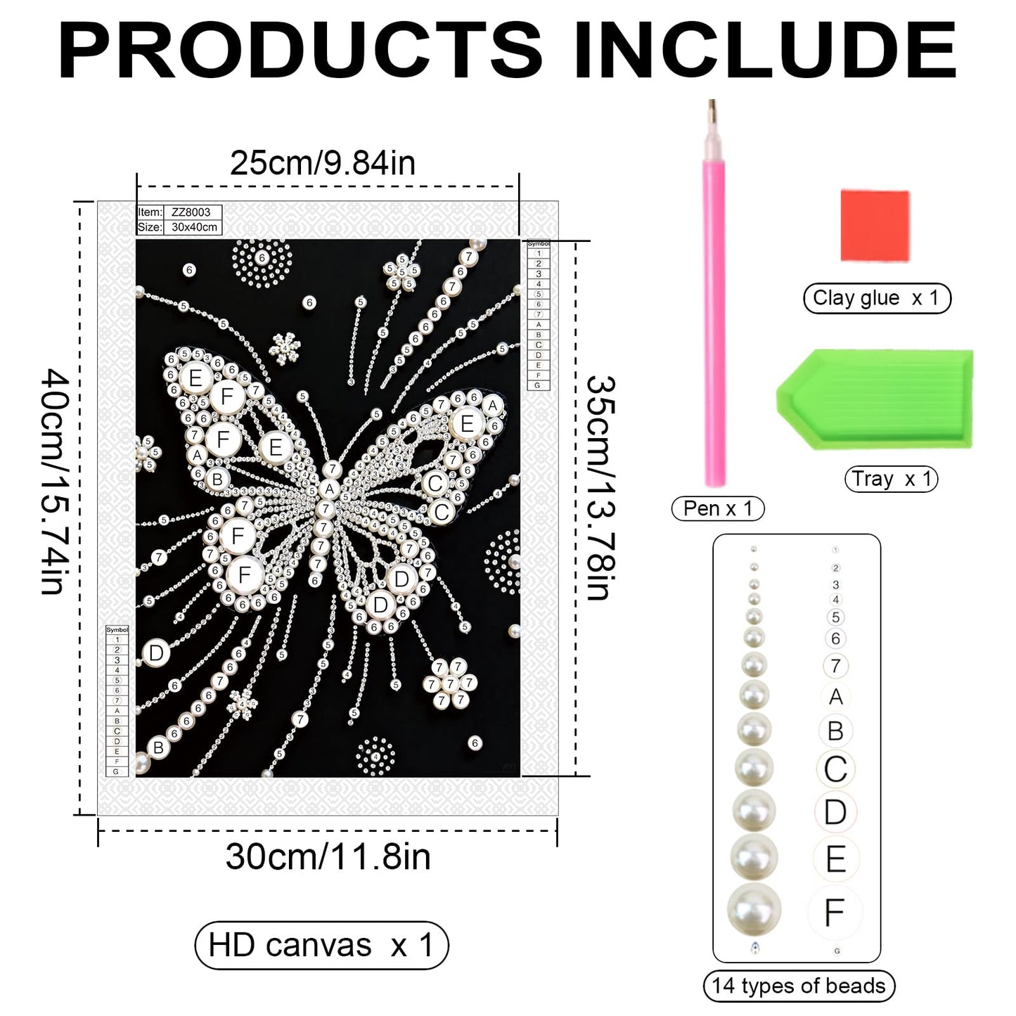 LazyFold DIY Pearl Diamond Art Painting Crafts Kit,White Butterfly Creative Diamond dots Wall Decor for Bedroom Study Home Decor,Handmade Thoughtful House Present