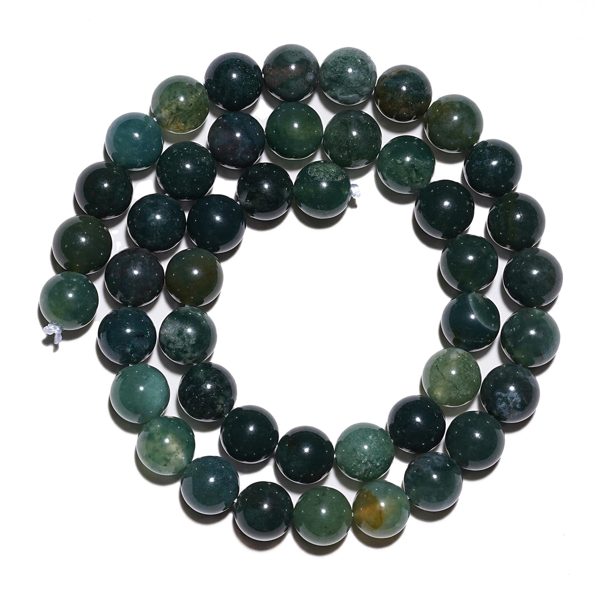8mm Natural Moss Agate Gemstone Beads Polished Round Smooth Stone Beads for Bracelets Jewelry Making 15inch Loose Beads