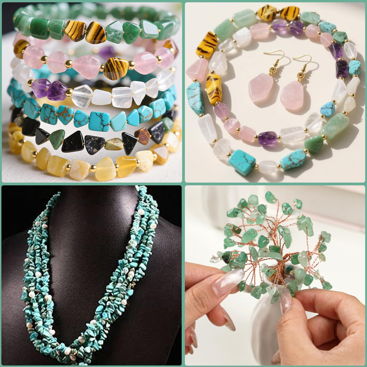 NITOPUPU 30in Amazonite Natural Chip Stone Beads 5-8mm About 230pcs, Irregular Drilled Light Blue-Green Bead for Bracelets Jewelry Making Supplies for Adults, DIY Crafts.