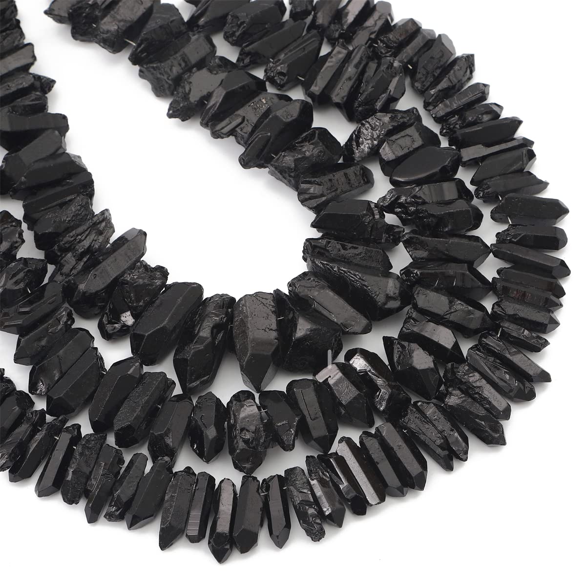 BEADIA Black Titanium Coated Crystal Quartz Spike Point Stick Beads Rough 1.0"-1.5" for Jewelry Making 15 Inch/Strand