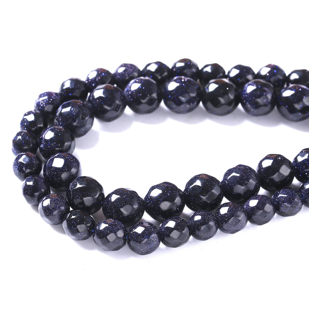 10mm 36pcs Natural Blue Sandstone Faceted Stone Beads for Jewelry Making DIY Bracelet Necklace Accessories 15" Energy Healing Power Stone Beads (Faceted Blue Sandstone, 10mm)