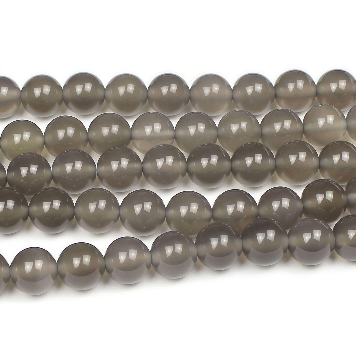 MJDCB 7A Natural Grey Agate Gemstone Round Stone Beads for Jewelry Making DIY Bracelet Necklace (4mm)