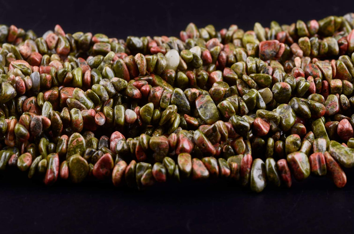 Natural Chip Stone Beads Unakite 5-8mm About 400 Pieces Irregular Gemstones Healing Crystal Loose Rocks Bead Hole Drilled DIY for Bracelet Jewelry Making Crafting (5-8mm, Unakite)