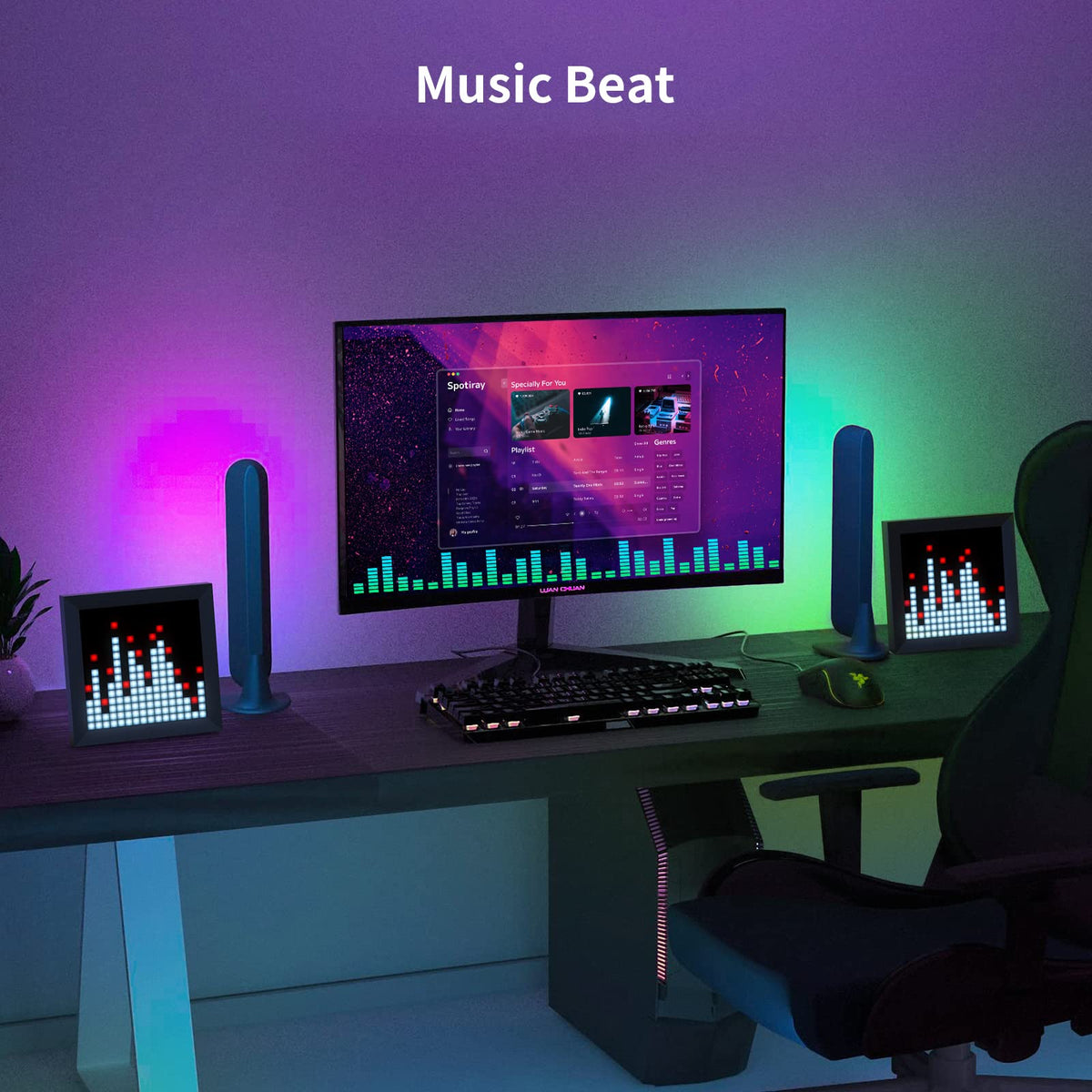 Divoom LED Light Pixel Display Panel Suit for RGB Light Bars, Smart App Control with Cool Animation Desk Setup for PC, TV, Gaming Room Decor