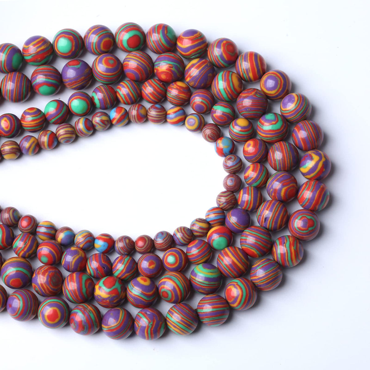 90pcs 4mm Natural Stone Beads Rainbow Malachite Round Loose Beads for Jewelry Making DIY Bracelet Crystal Energy Healing Power Stone(4mm, Colorful Malachite)