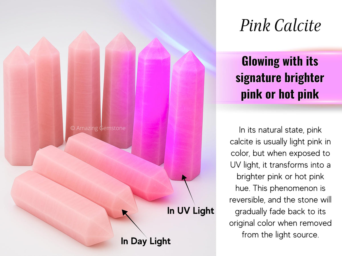 Amazing Gemstone Pink Calcite Crystal Towers ~ Natural Healing Crystal Point Obelisk for Reiki Healing and Crystal Grid (3" to 4" INCH)