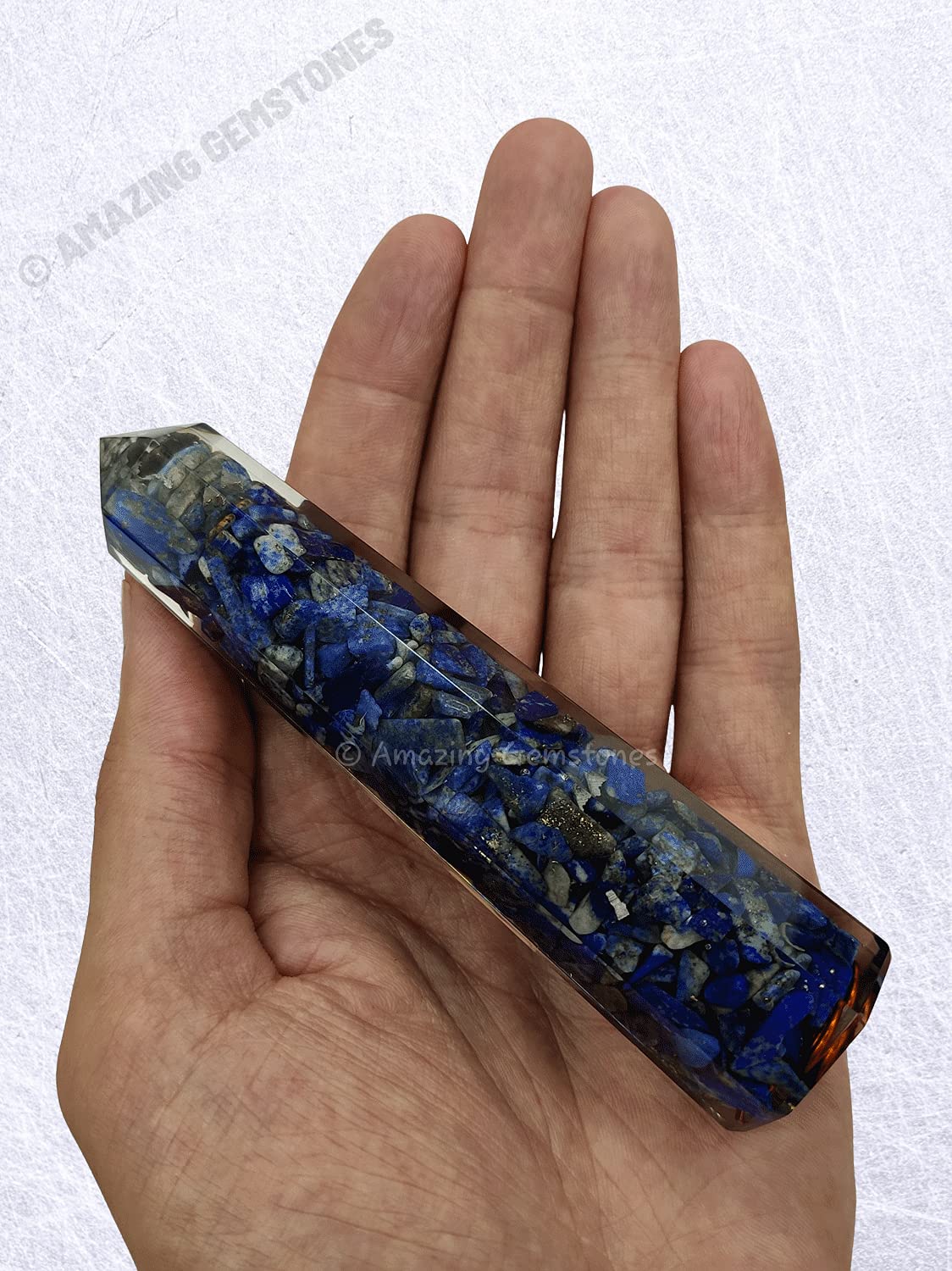 Amazing Gemstone Lapis Lazuli Crystal Orgone Towers ~ Natural Healing Crystal Point Obelisk for Reiki Healing and Crystal Grid (4.5 to 5 Inch, Pack of 1)