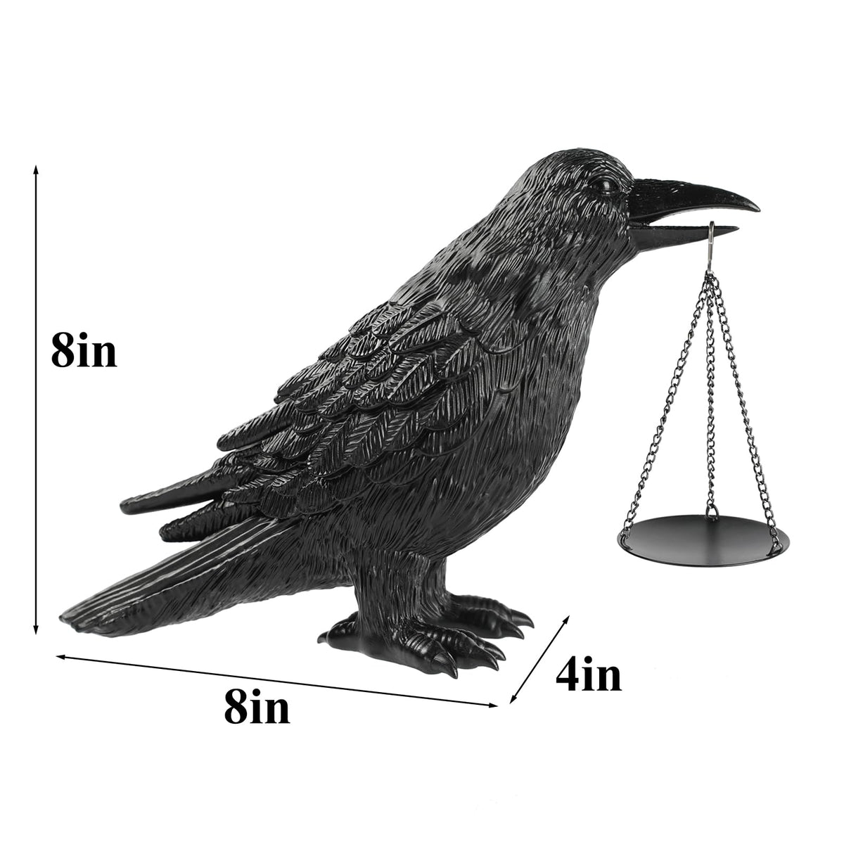 Gothic Home Decor Raven Lamp with Tealight Candle Holde,Gothic Statue Halloween Decorations,Resin Raven Decor Fake Crow Lamp for Bedroom Goth Gifts Black