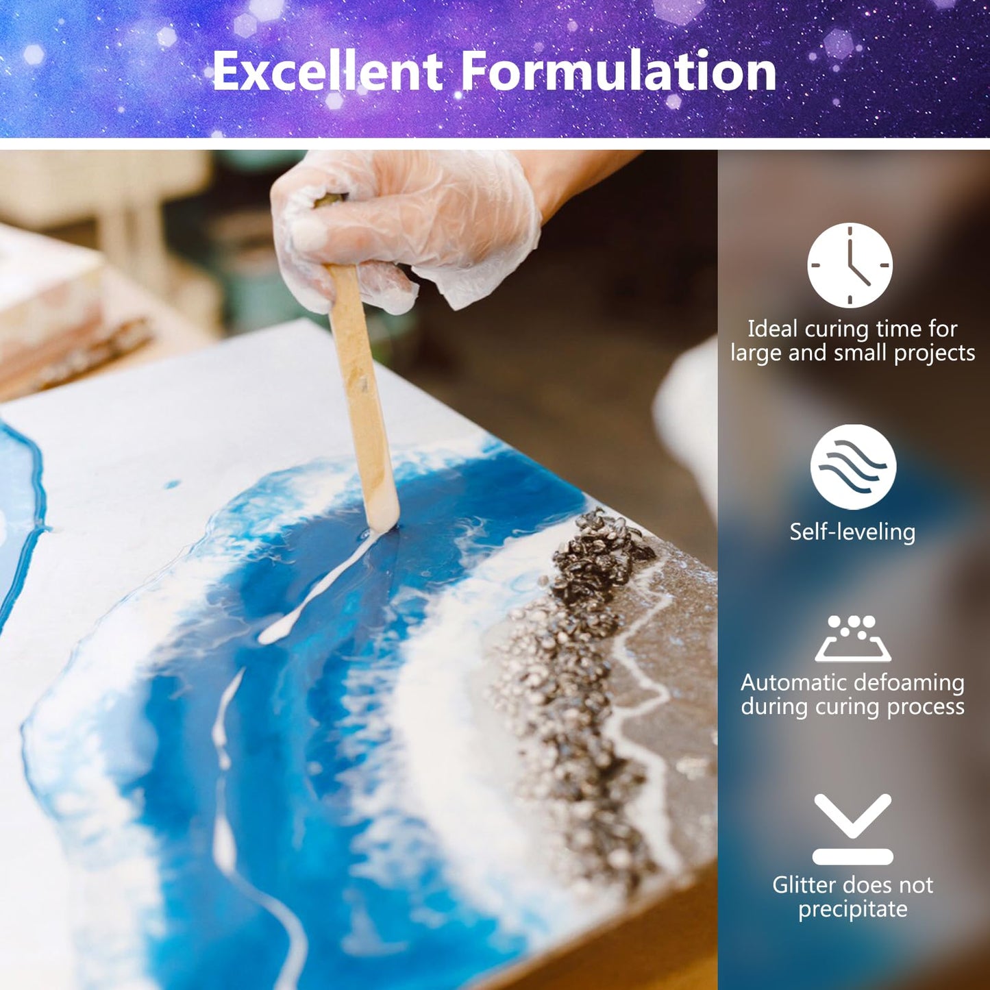 Epoxy Resin 64OZ - Crystal Clear Epoxy Resin Kit - No Yellowing No Bubble Art Resina Casting Resins for Art Crafts, Jewelry Making, Wood & Molds(32OZ x 2)