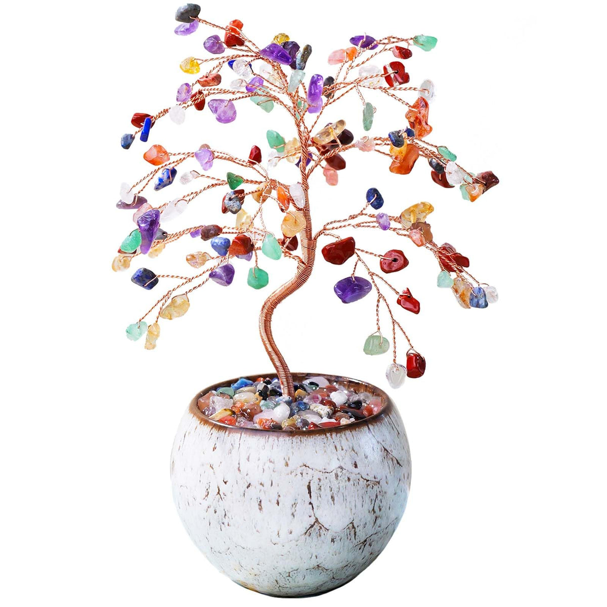 Runyangshi Chakra Crystal Tree of Life - 8" Large Natural Healing Crystal Tree, Bringing Money, Good Luck, Positive Energy for Home Decor, Feng Shui Gifts, Office Desk Ornament