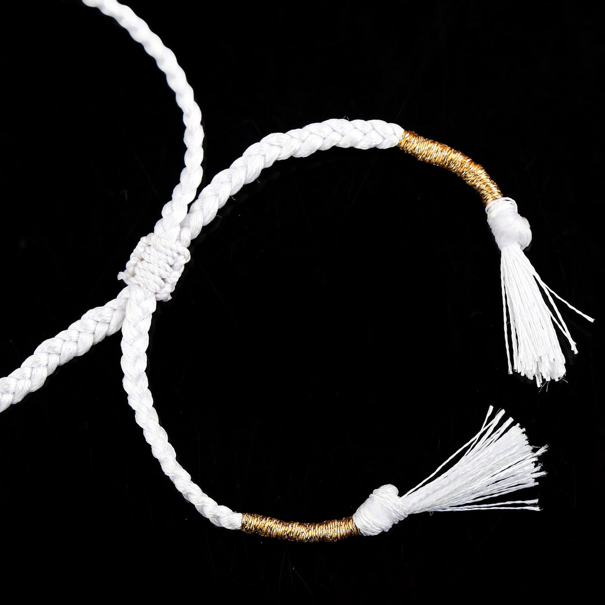 GEMSYMPHONY White Topaz Gemstone Beads Braided Bracelet – 3.5mm Natural Stone Beads, Handmade Adjustable Braided Rope Bracelet, Healing Crystal Jewelry for Men & Women, Unisex Boho Gift (White Topaz)
