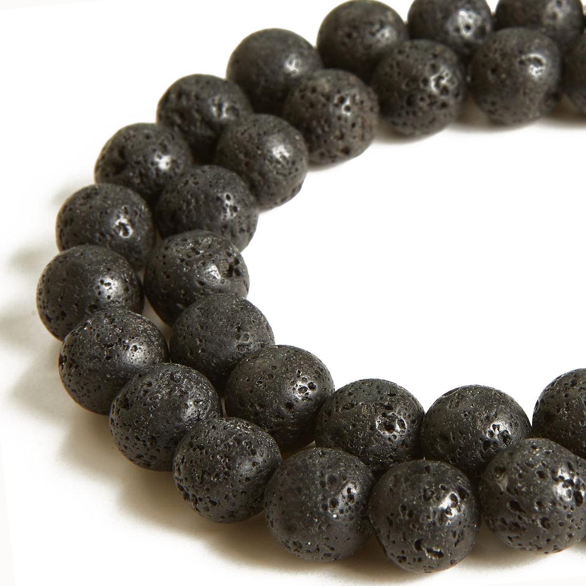 35pcs 10mm Natural Black Lava Beads Gemstone Beads Round Loose Beads for Jewelry Making