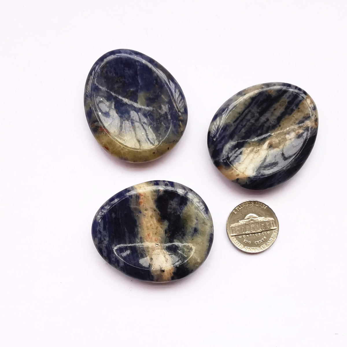 Bacatgem Natural Sodalite Water Drop Chakra Thumb Worry Stone,Stress Relax Healing Reiki Crystal Pocket Palm Stones