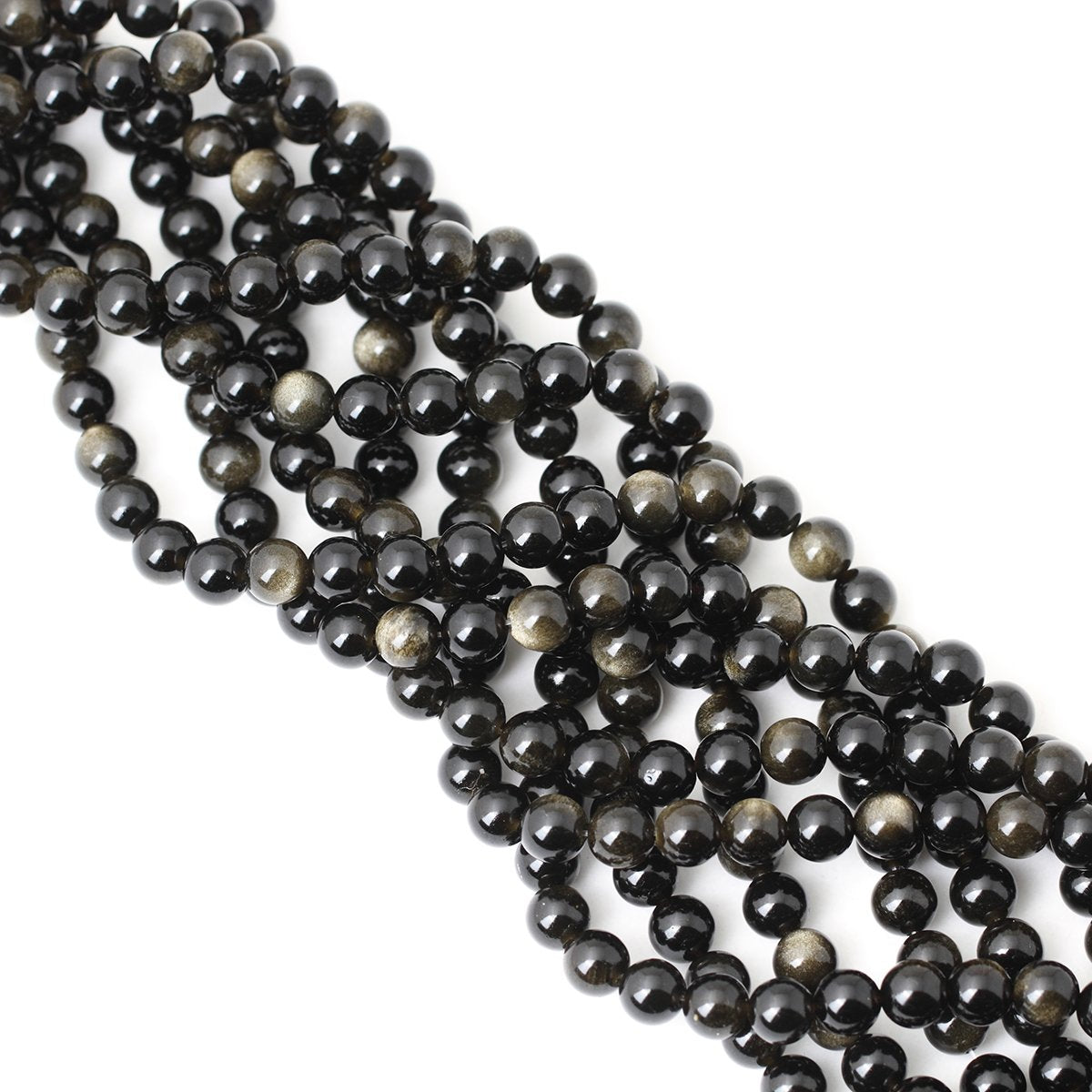 CHEAVIAN 45PCS 8mm Natural Golden Obsidian Gemstone Round Loose Beads Crystal Energy Stone Healing Power for Jewelry Making 1 Strand 15"