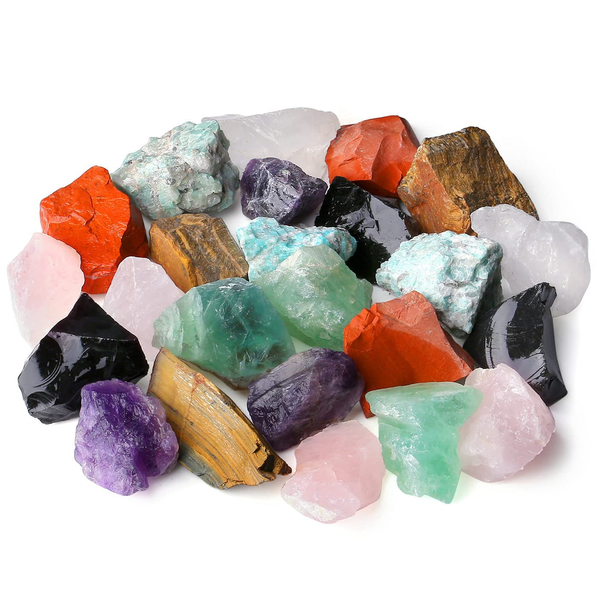 8PCS Chakra Natural Healing Crystals Bulk Raw Rough Stones Sets for Cabbing,Tumbling,Cutting,Lapidary,Polishing,Reiki Crytsal Healing,Wire Wrapping,Decoration