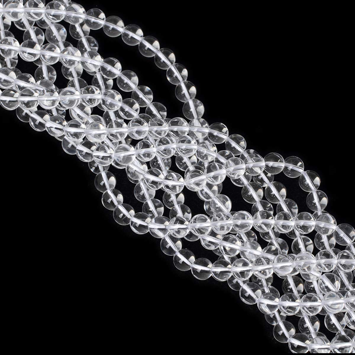 CHEAVIAN 45PCS 8mm Natural Clear White Crystal Quartz Round Loose Beads Crystal Energy Stone for Jewelry Making 1 Strand 15"