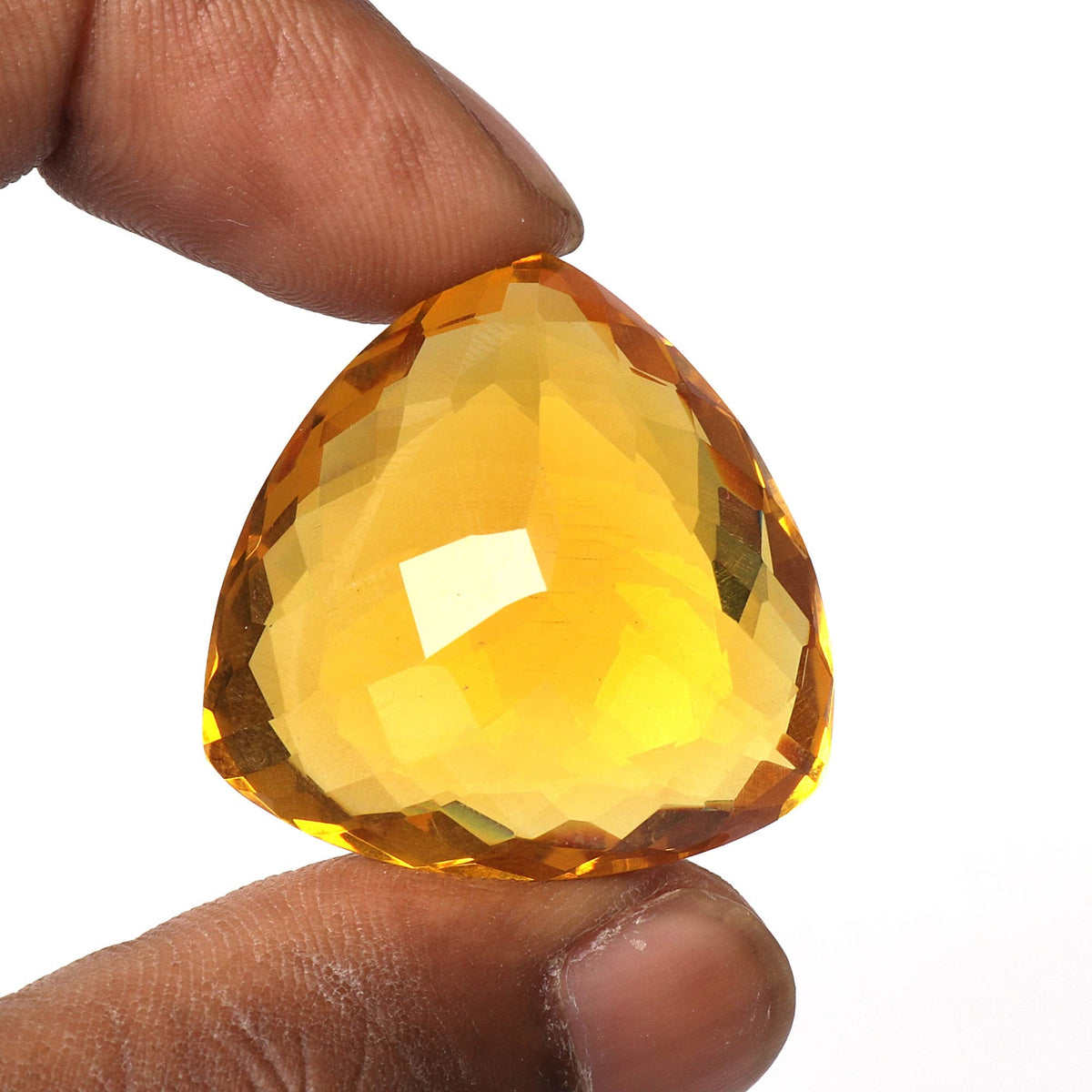 REAL-GEMS Loose Gemstones For Jewelry Making 98.00 Carat Yellow Citrine Trillion Shaped Loose Gemstone