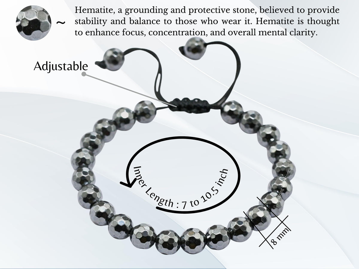 Amazing Gemstone Hematite Bracelet for Women - Chakra Mens Bracelet Protection Crystals and Healing Stones - Blessing Bracelet Spiritual Meditation Gift Christmas Stocking