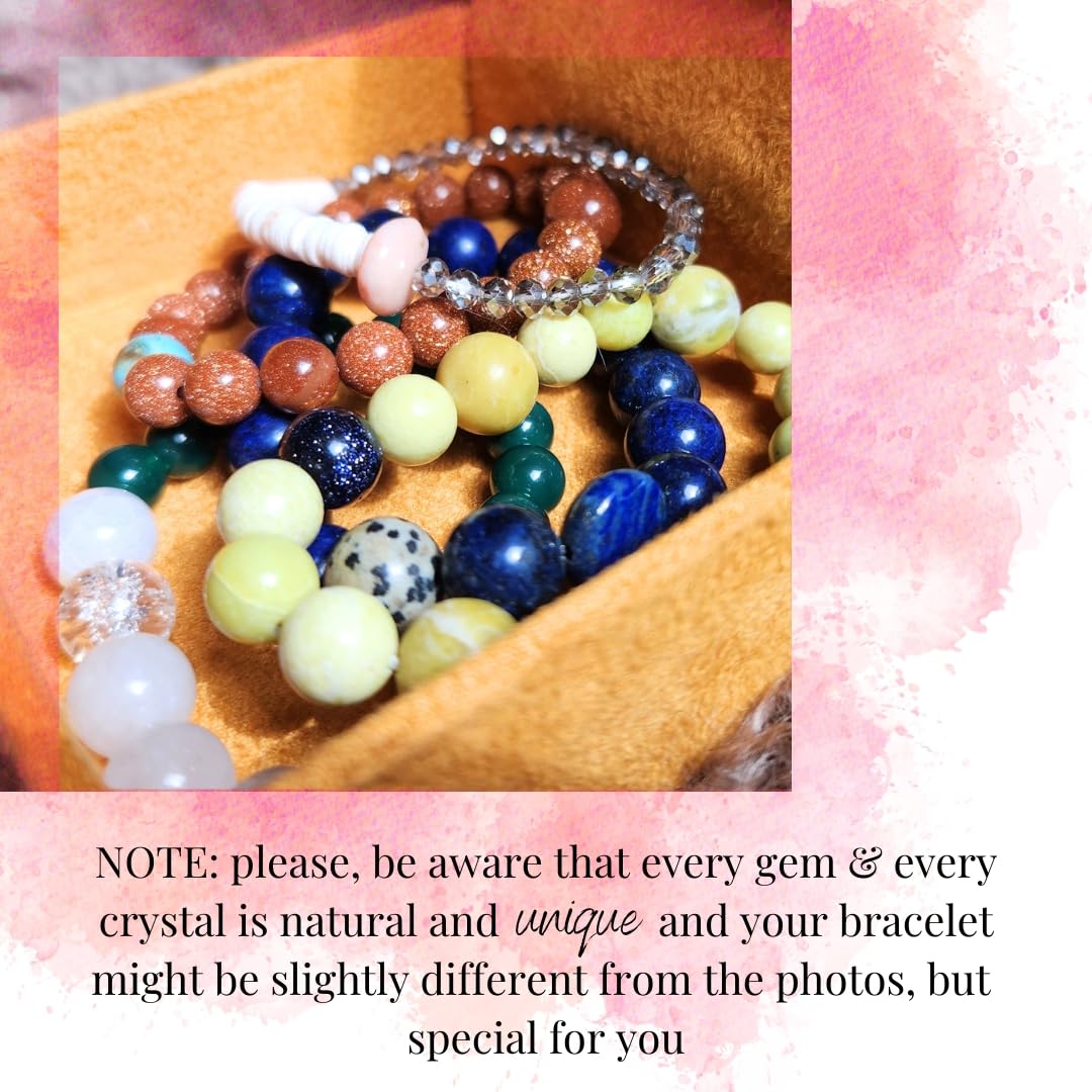 Handmade Jewelry: Crystal Bracelets for Women with Natural Gemstones - Boho Gifts by IMEL Studio (Indigo & Lime Beauty Jade bracelet for balance and stability)