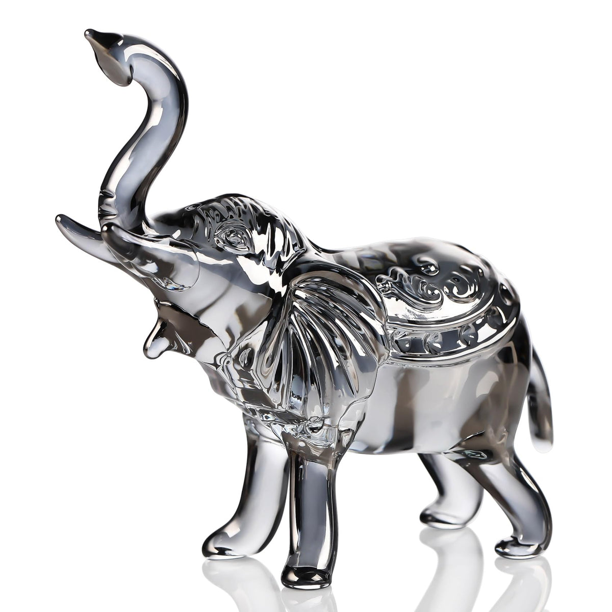 YWHL Black Crystal Elephant Figurine Decor, Glass Elephant Figurine Gifts for Women, Handmade Animal Collectible Statue
