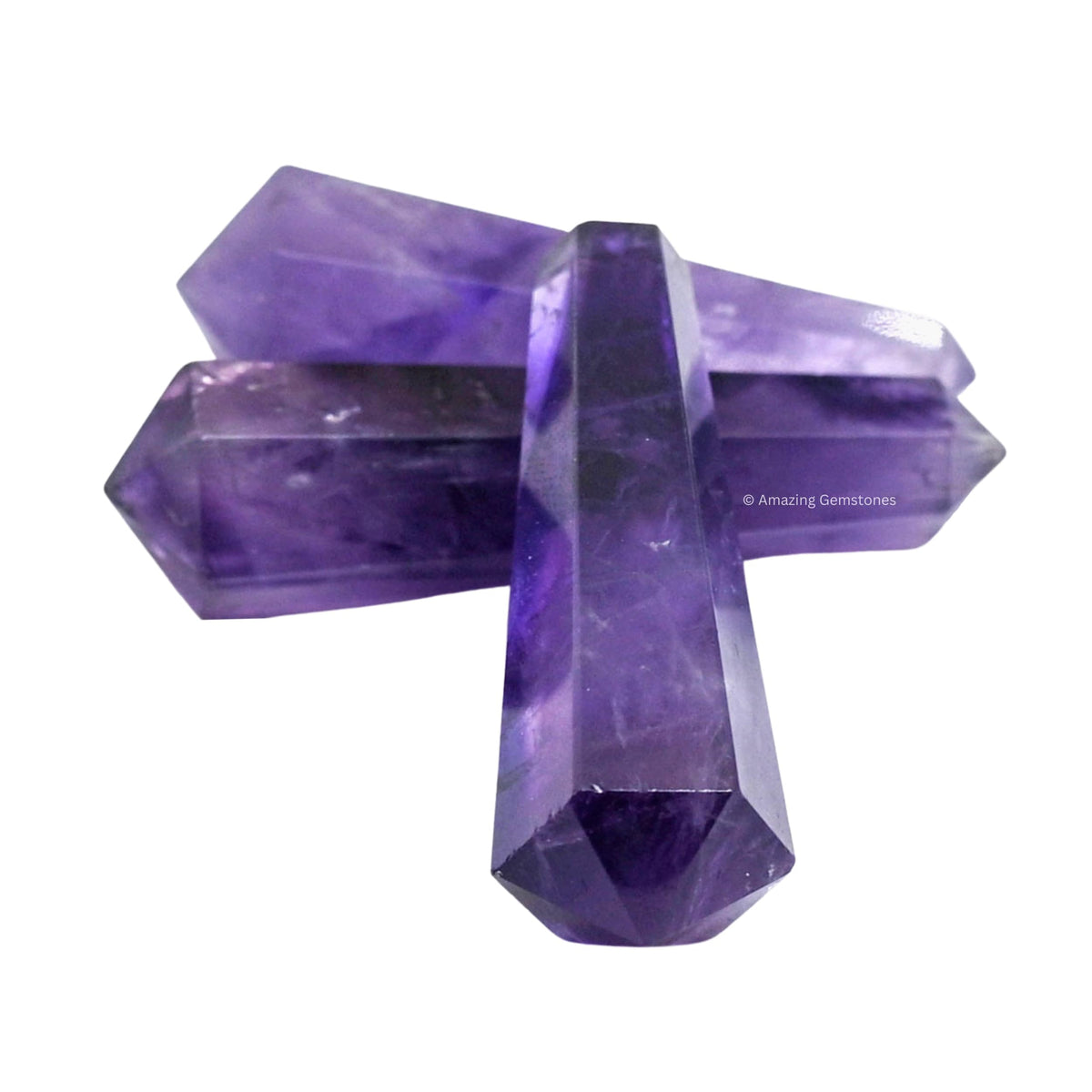 Amazing Gemstone Amethyst Crystal Points Bulk Healing Crystals and Stones - Pack of 3 Double Terminated Healing Wand Point Bulk Crystals for Crafts, Crystal Grid, DIY Work - Premium Crystals