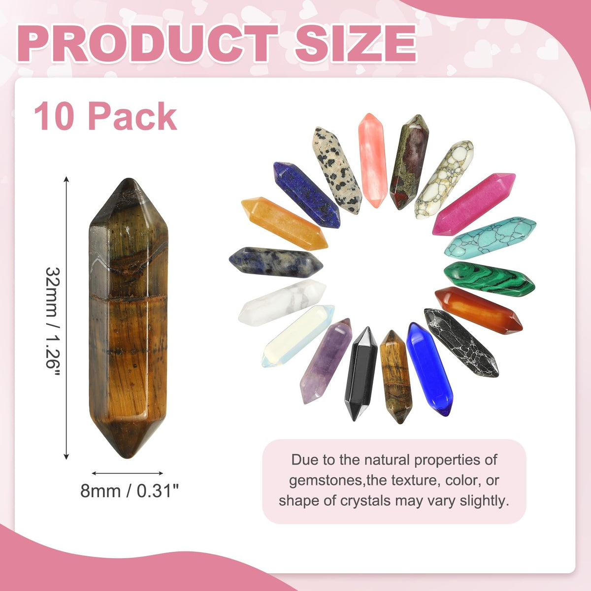 MECCANIXITY 10 Pack Tiger's Eye Quartz Crystals, Polished Crystals Bulk Hexagonal Shaped Meditation Gemstone for Jewelry Making Energy Balance Accessories Gifts