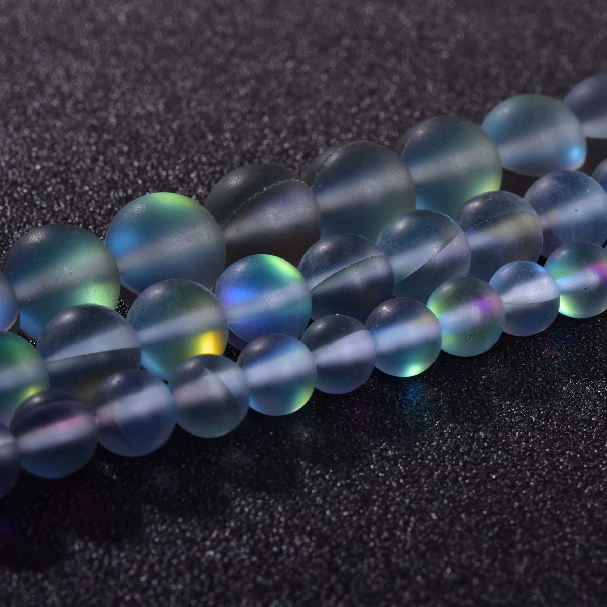 Asingeloo 60PCS 6mm Natural Gray Mystic Aura Quartz Gemstone Frosted Matte Titanium Round Loose Spacer Beads 15 inch Full Strand Crystal Healing Power Quartz