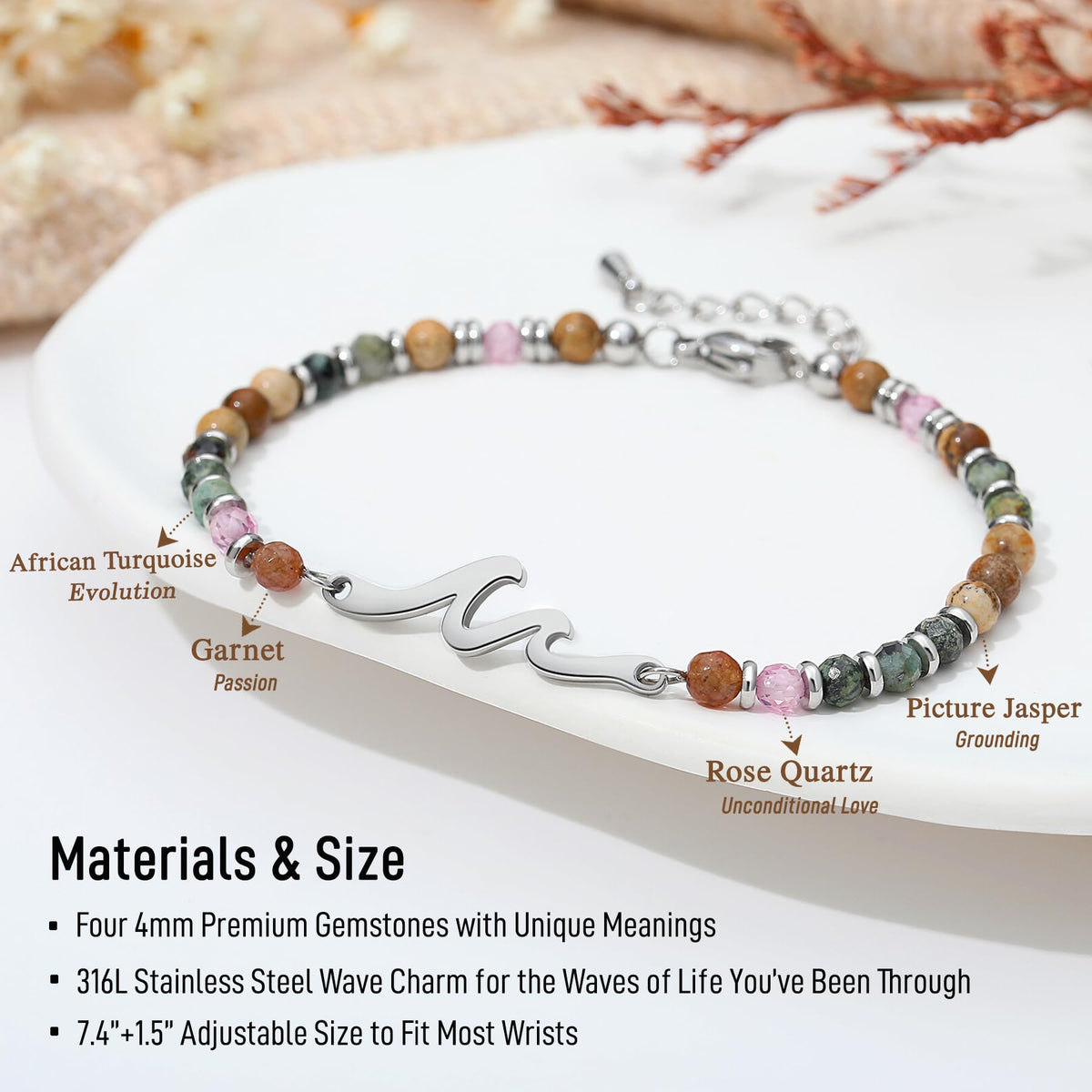 TONY & SANDY Retirement Gift for Woman, Wave Bracelet, 2026 Farewell Retired Gifts for Women Friends Nurse Teacher Boss Female Coworker, Happy Retirement Bracelet for Women