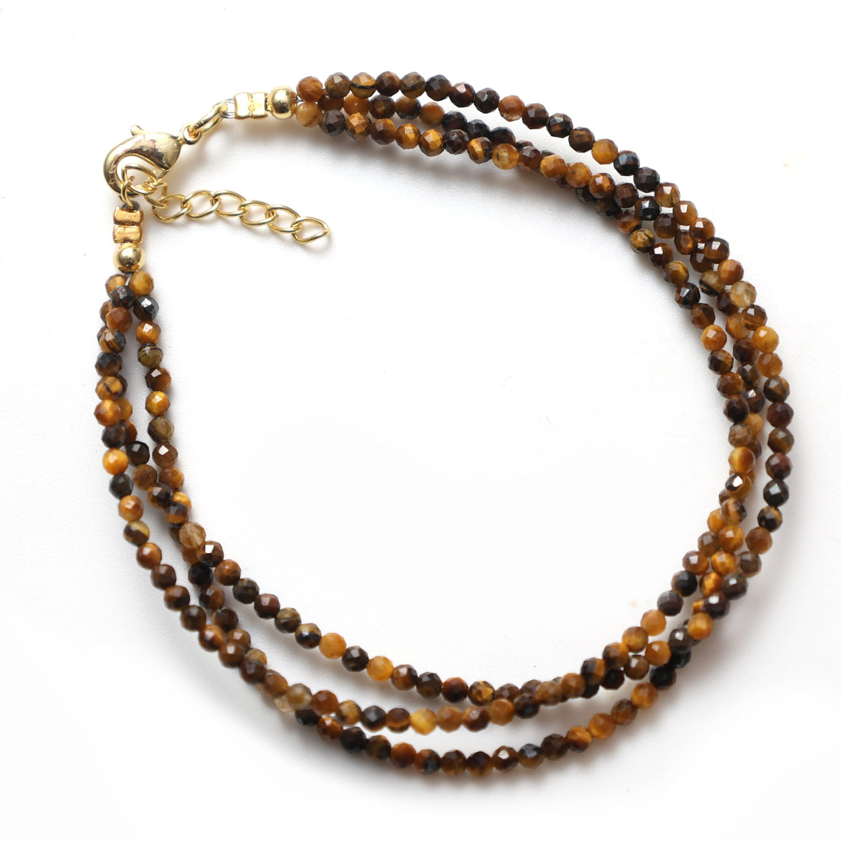 Gempires Tiger Eye Beaded Bracelets Multi Strand Gemstone Jewelry Hypoallergenic 8 Inch Gold Plated Lightweight Trendy Western Jewerly For Women