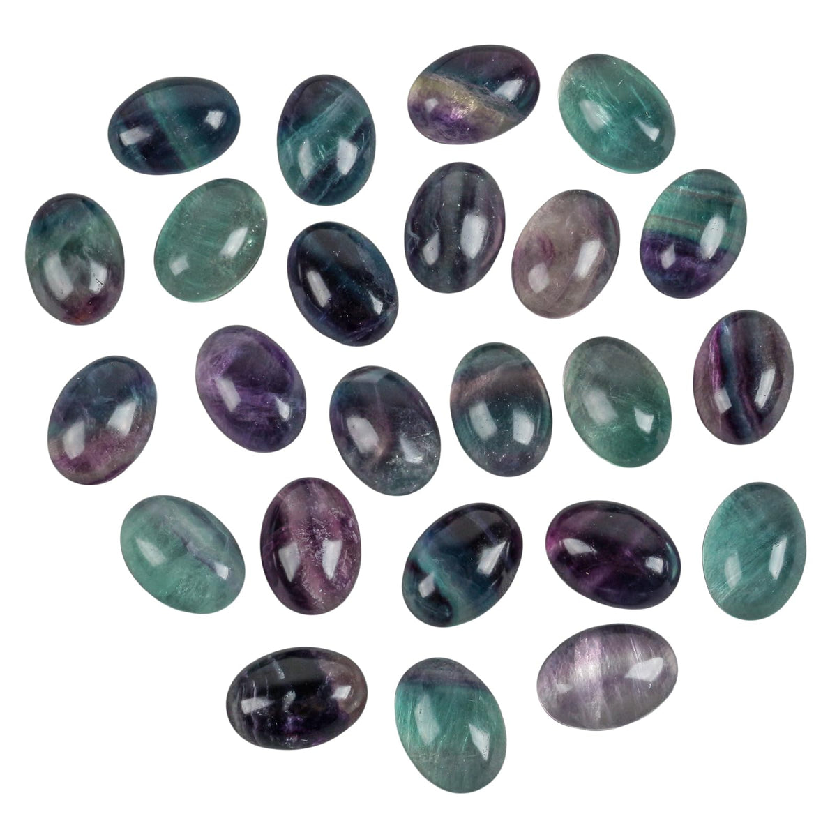 Loveliome 18x13mm Oval Cabochons Flatback Crystal Stone Gemstones Beads for Jewelry Making DIY Pack of 10, Fluorite