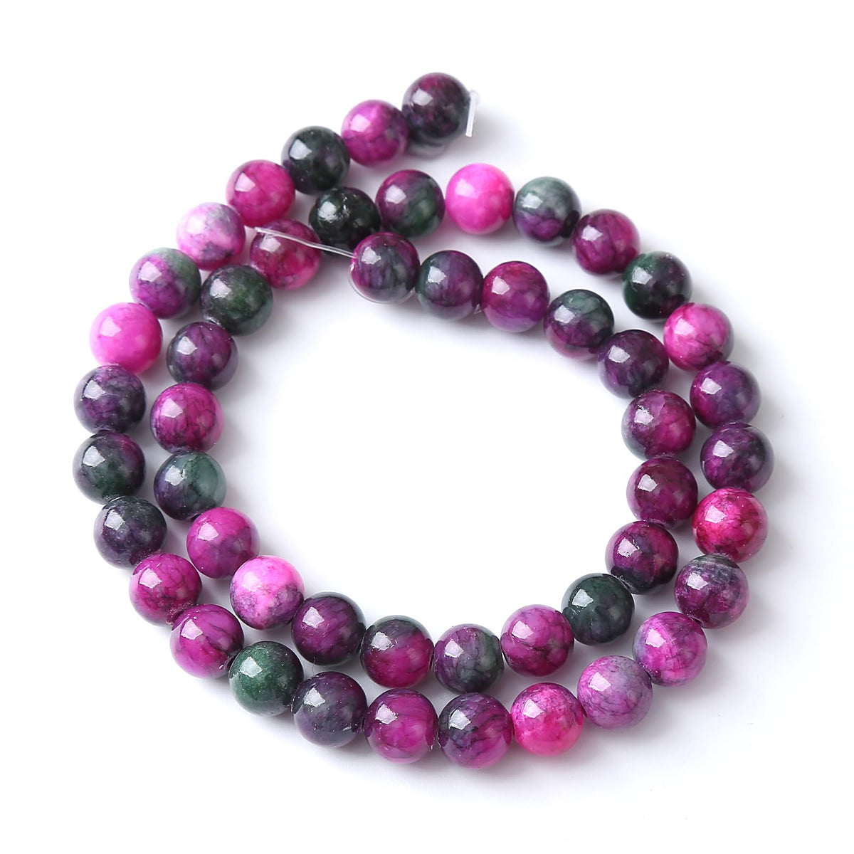 45pcs 8mm Natural Stone Tourmaline Persian Jade Beads Round Loose Beads for Jewelry Making DIY Bracelets Necklaces Crystal Energy Healing Stone Beads 15" (Tourmaline Persian Jade, 8mm)