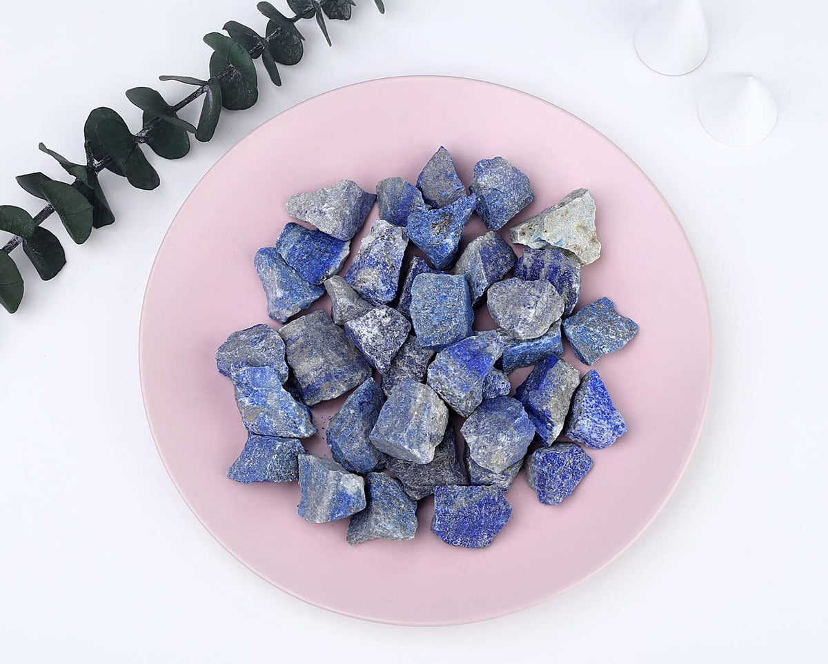 MAIBAOTA Natural Lapis Lazuli Crystal Stone Bulk Raw Healing Crystal Stones 1" Raw Rough Gemstones Rocks for Tumbling Polishing Cutting Quartz Crystals