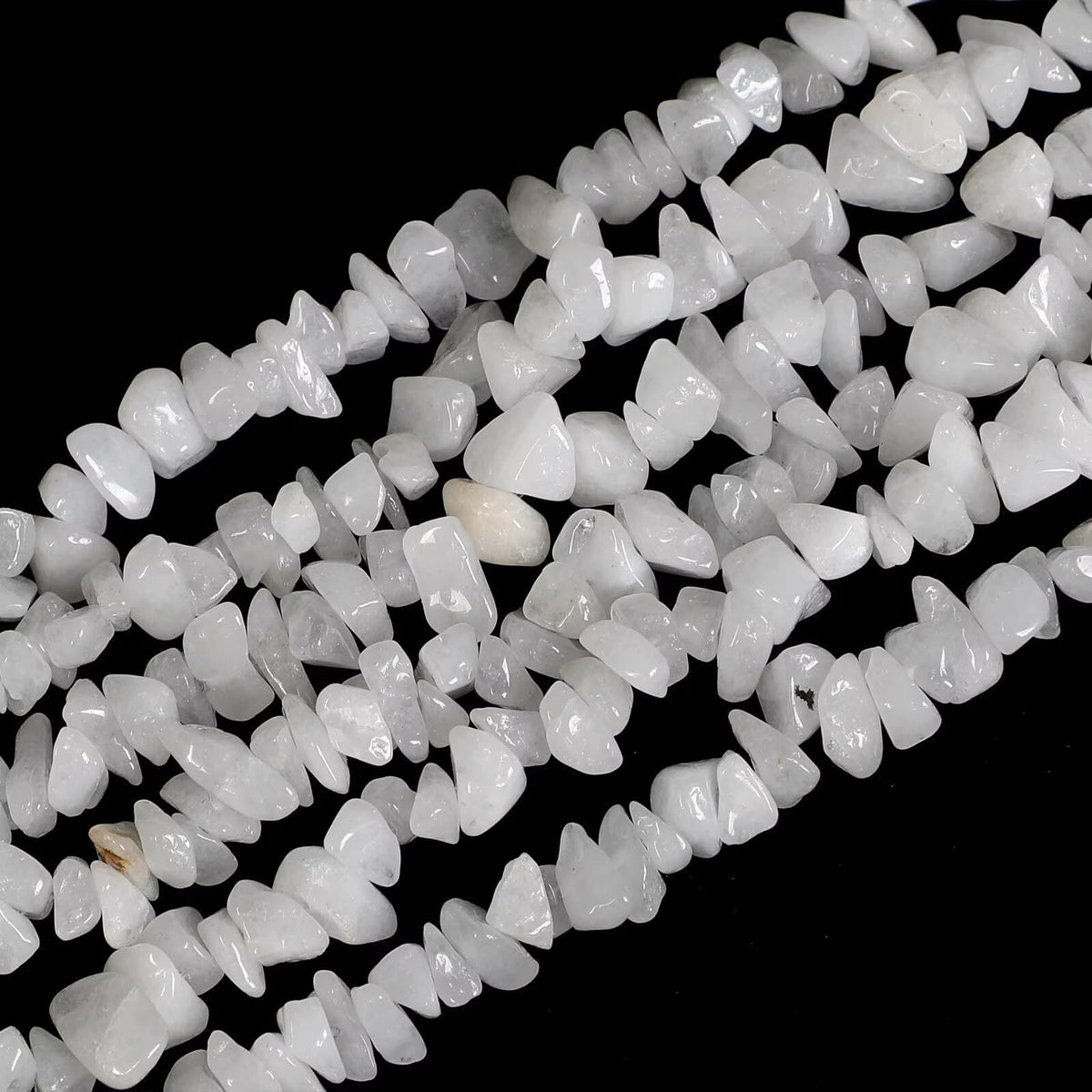 HAAMIIQII 5-8mm Natural White Jade Chips Beads - Genuine Real Irregular Freeform Chip Loose Gemstone Energy Healing Beads for Jewelry Making Strand 30 Inch