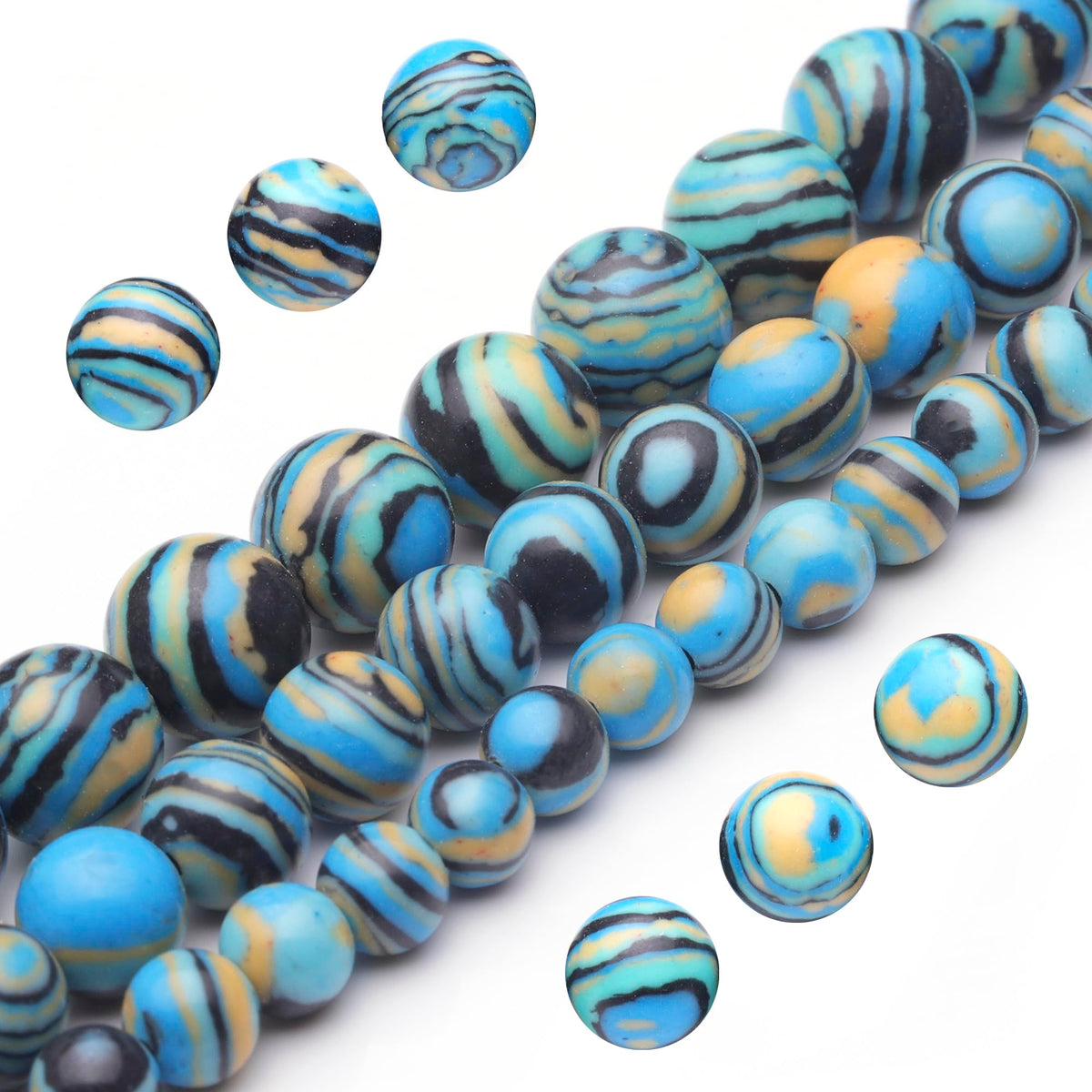 Youngbling Natural Gemstone Beads for Jewelry Making,6mm Blue Malachite Polished Round Smooth Stone,Genuine Real Stone Red Beads for Bracelet Necklace 15 Inch(Blue Malachite,6mm)