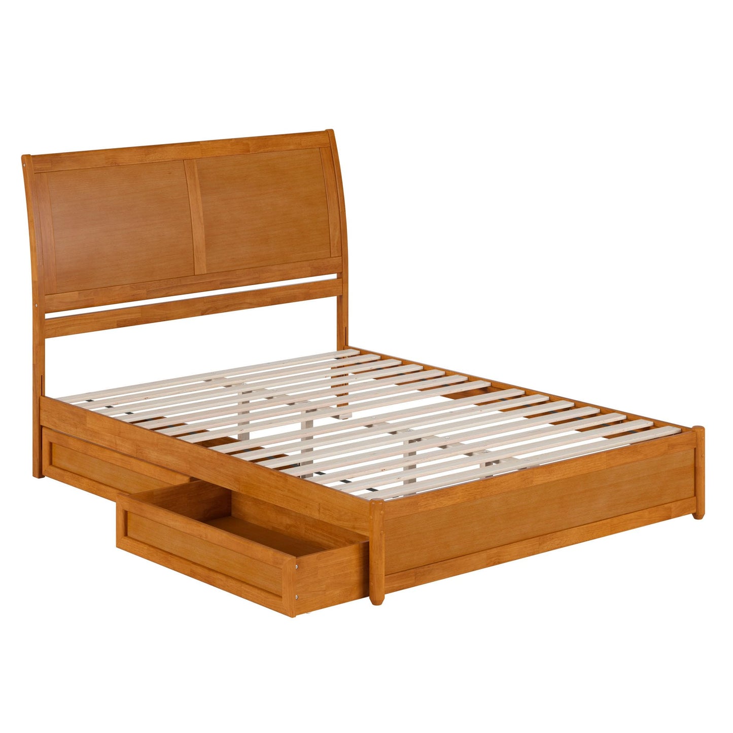 AFI, Andorra Queen Platform Bed with Panel Footboard & Storage Drawers, Light Toffee