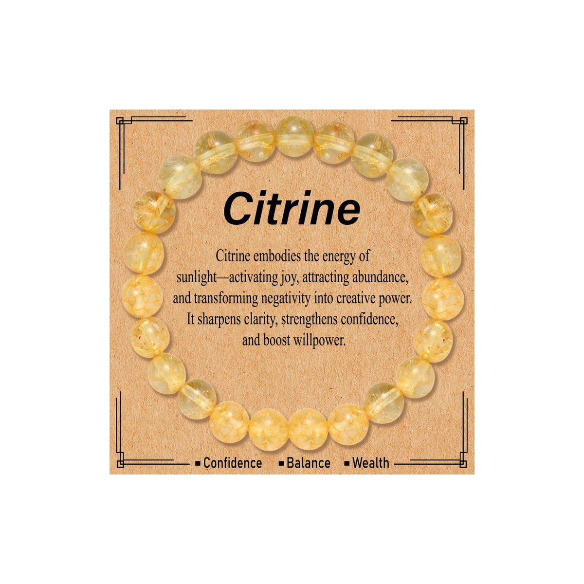 Kenailw Citrine Crystal Beaded Bracelet for Women Gemstone Bracelet Natural Stone Jewellery Gifts for Her Mum Daughter Birthday Gifts