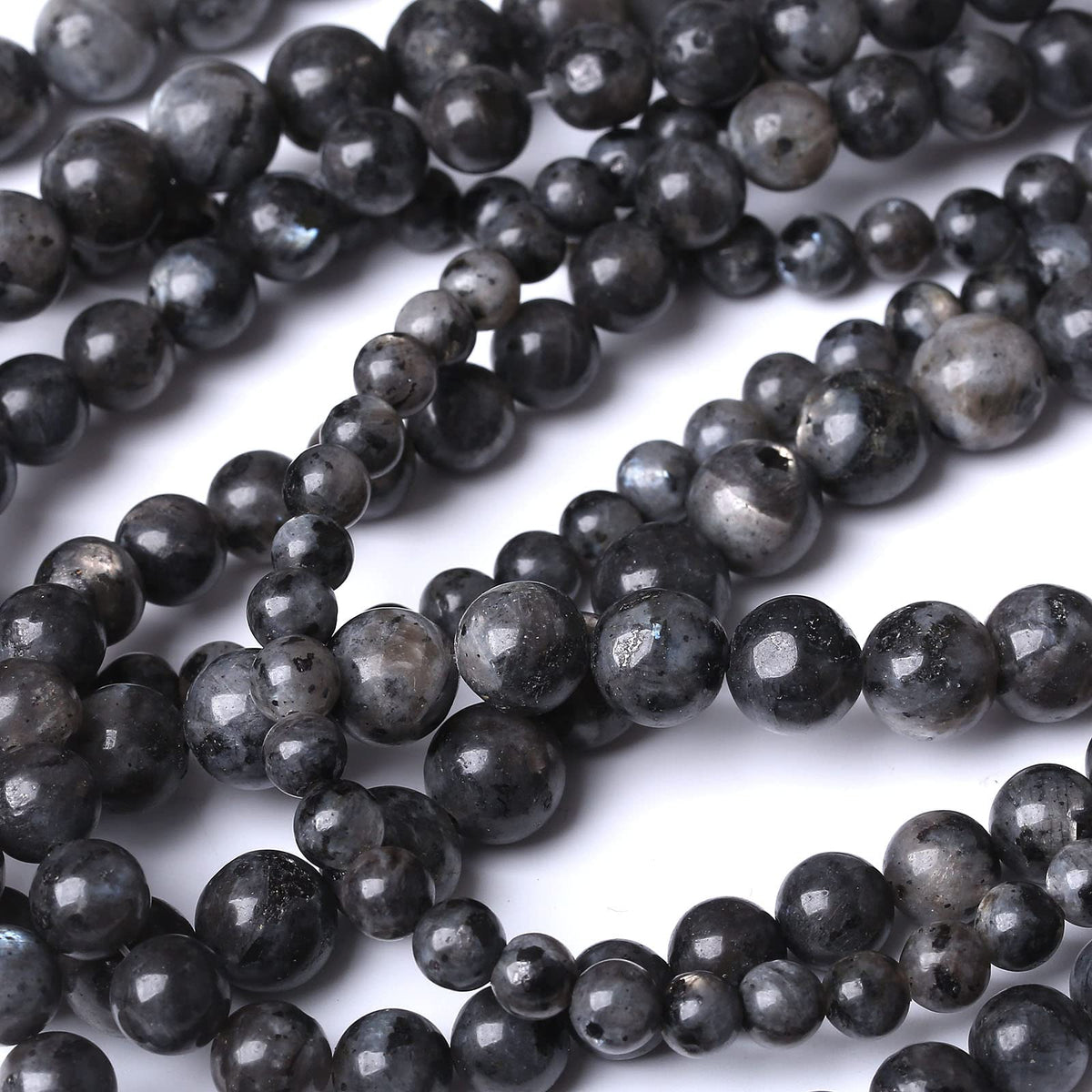 36PCS 10MM Natural Black Labradorite Beads Round Loose Stone Beads for Jewelry Making DIY Energy Stone Healing Power Bracelet 15"