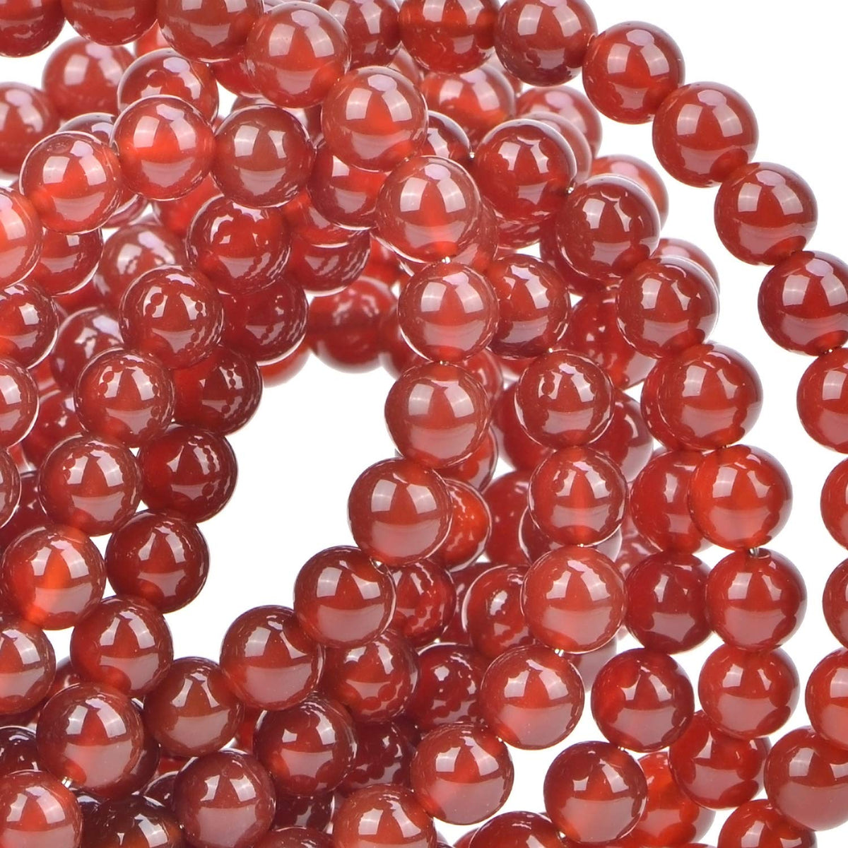 100Pcs Natural Crystal Beads Stone Gemstone Round Loose Energy Healing Beads with Free Crystal Stretch Cord for Jewelry Making (Carnelian, 8MM)