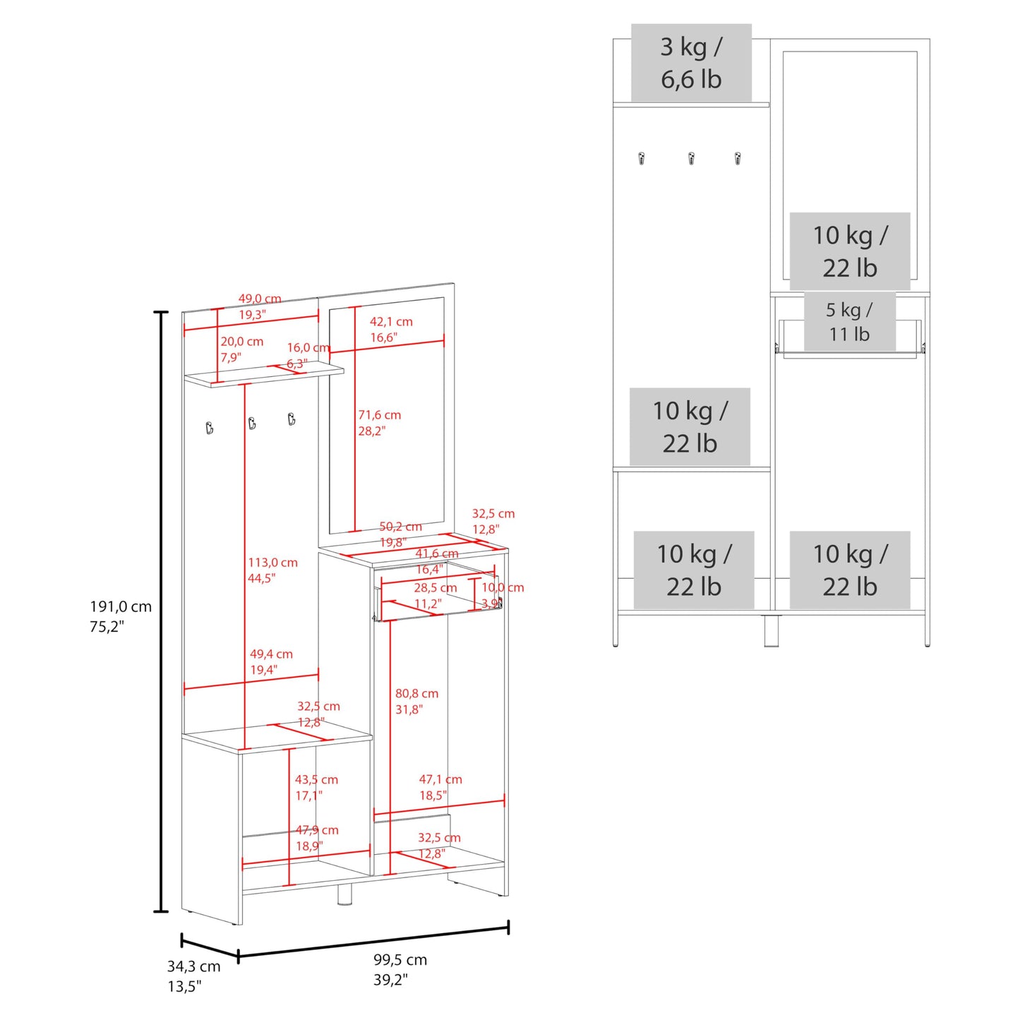 Hall Tree with Bench and Shoe Storage, Entryway Coat Rack with Hooks, Clothes Racks for Hanging Closet, Garment Storage and Mudroom Bench with Storage and Seating, Natural Oak,A-1