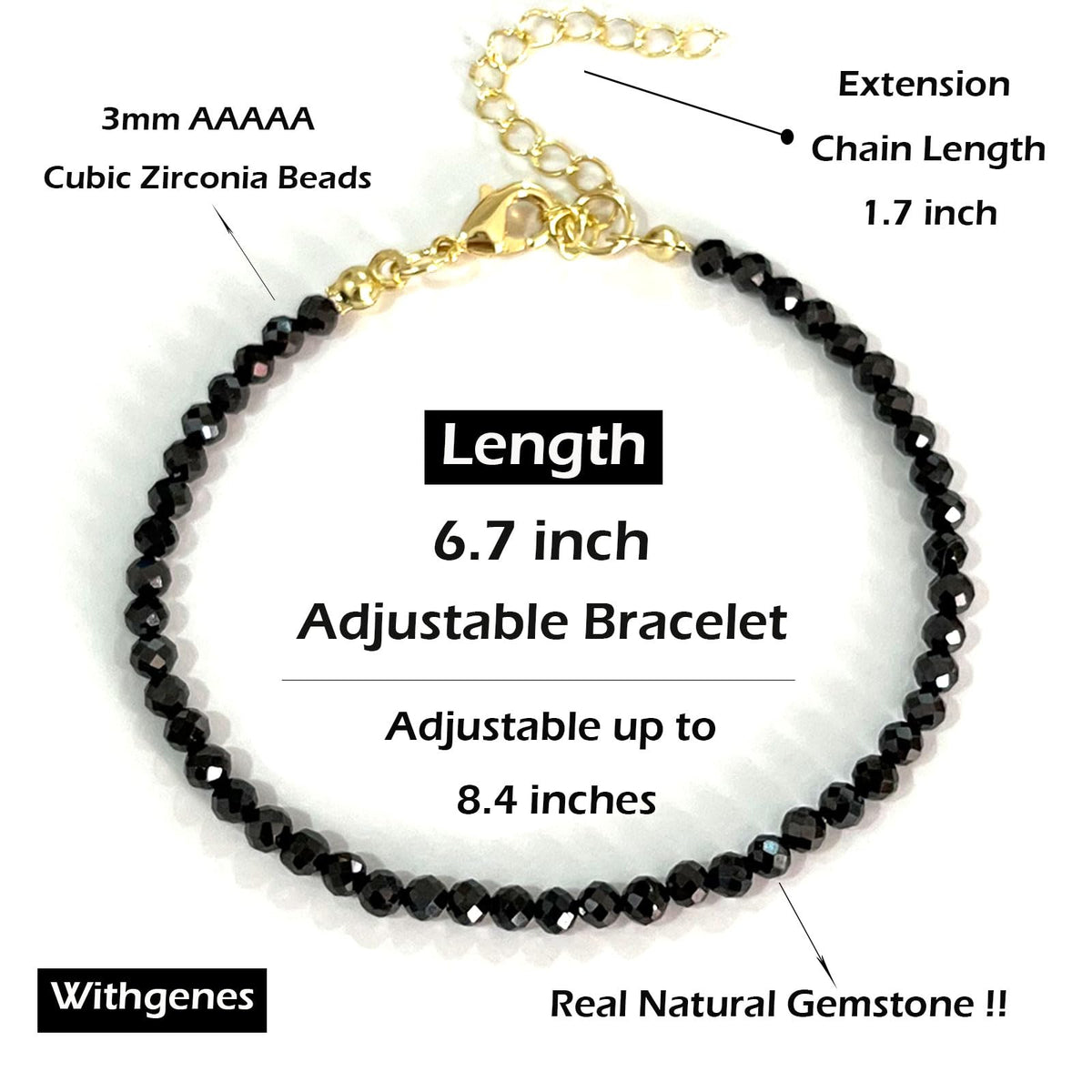 Natural Stone Bracelets for Women Gold Plated Energy Beaded Bracelet Enewton Unique Friendship Bracelets Gifts, Black