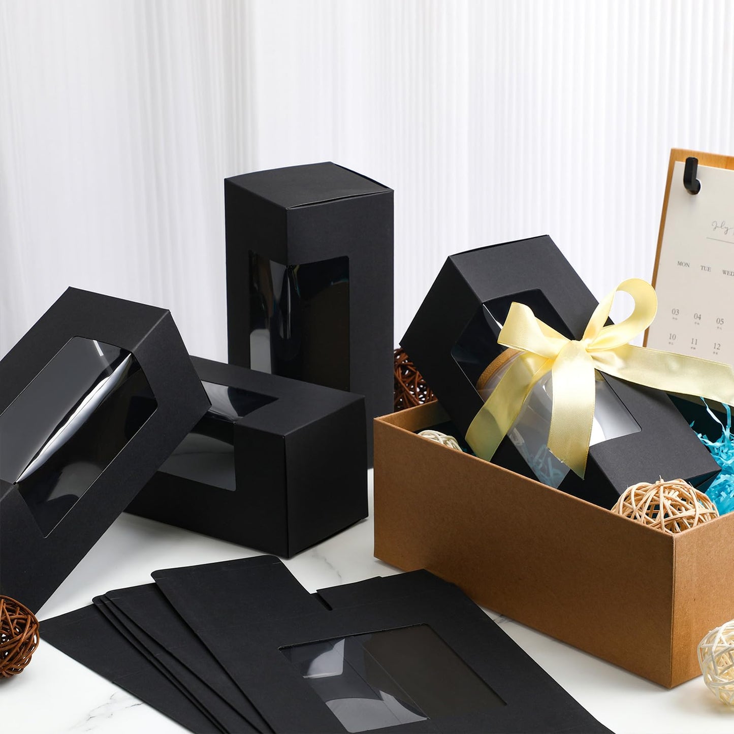 Honoson Tumbler Gift Box Valentine for Sublimation Glass Cup Shipping Gift Boxes for Packaging Exhibition Clear 12 16 20oz Drinking Cup Glasses Jars Mug Can Blank(Black,24 Pcs)